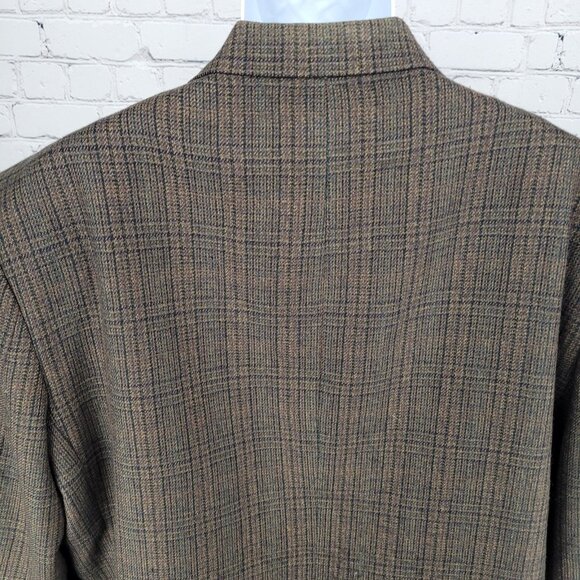 Oscar De La Renta Brown 100% Lambswool 2 Button Blazer Sport Coat Size 48R - Picture 13 of 16